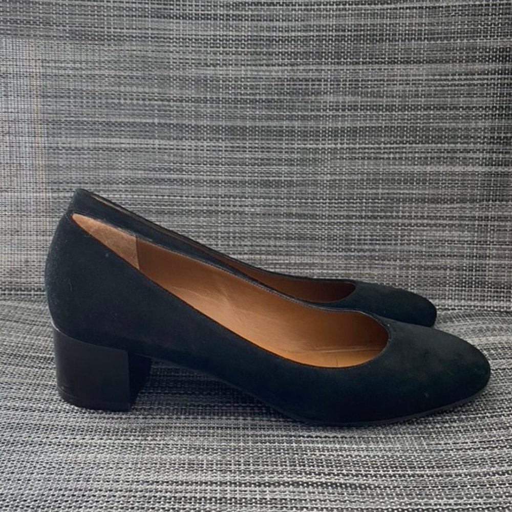 Aquatalia Pasha Suede Block Heel Pumps Black 6M - Picture 4 of 8